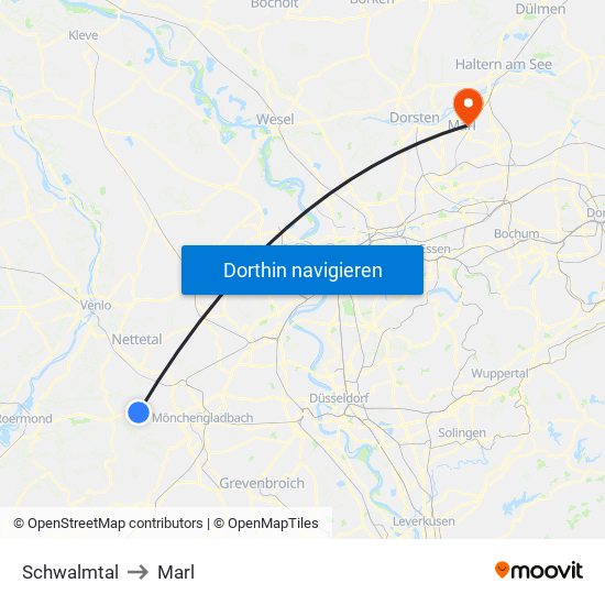 Schwalmtal to Marl map