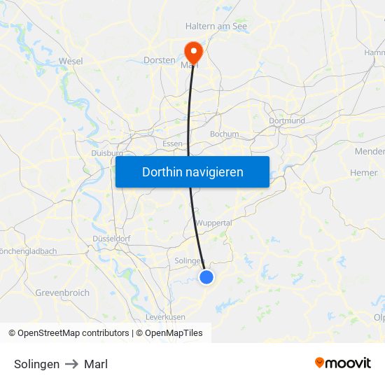 Solingen to Marl map