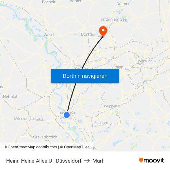 Heinr.-Heine-Allee U - Düsseldorf to Marl map