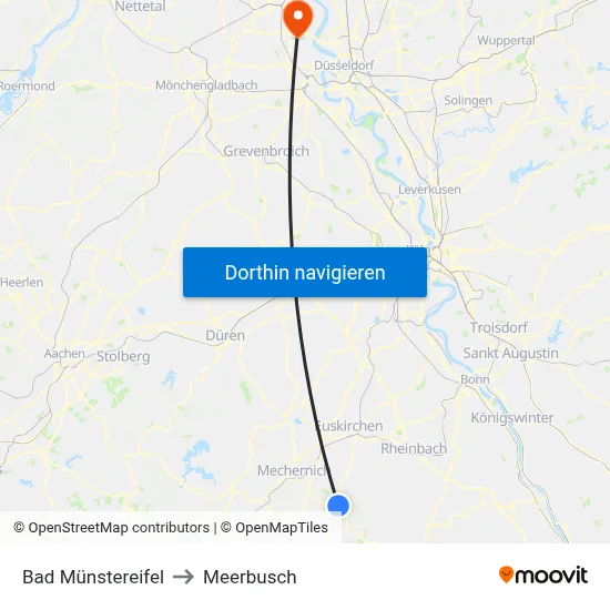 Bad Münstereifel to Meerbusch map