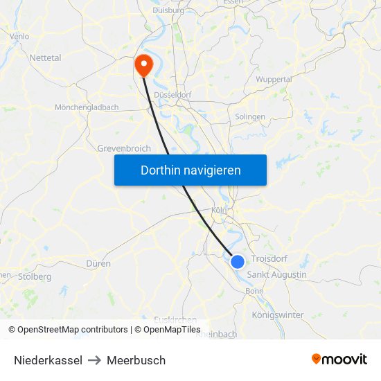 Niederkassel to Meerbusch map