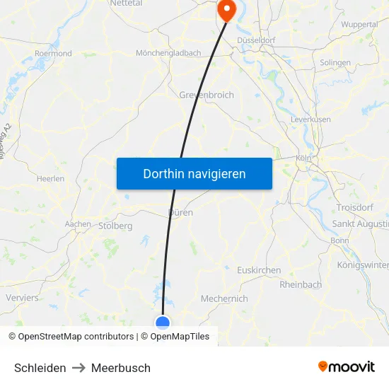 Schleiden to Meerbusch map