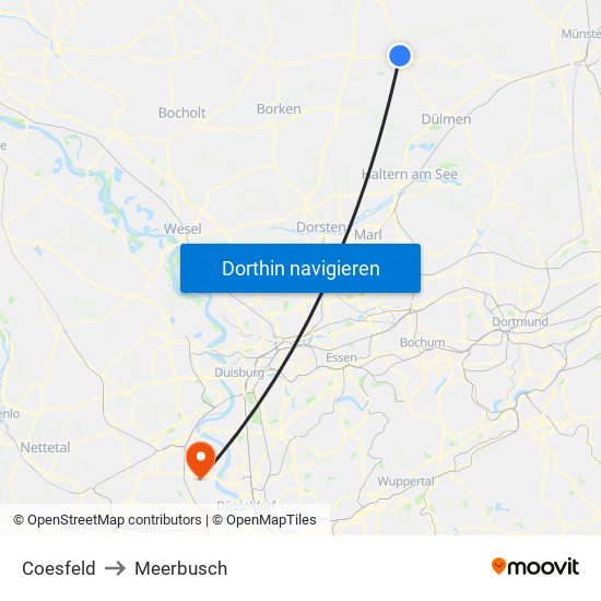 Coesfeld to Meerbusch map