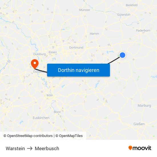 Warstein to Meerbusch map