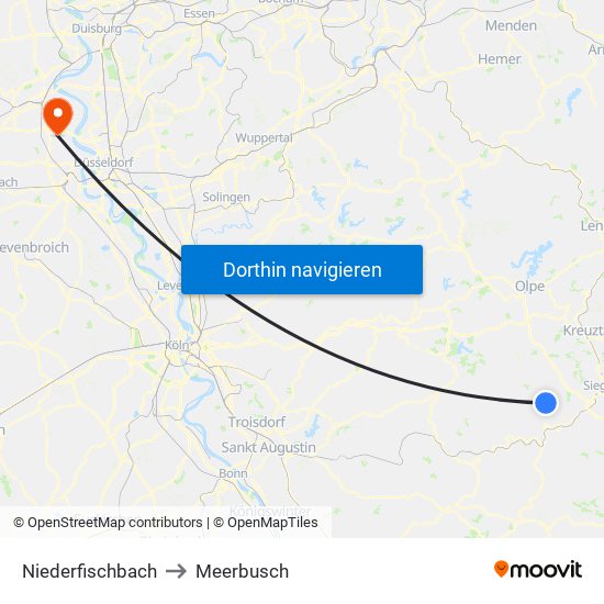 Niederfischbach to Meerbusch map