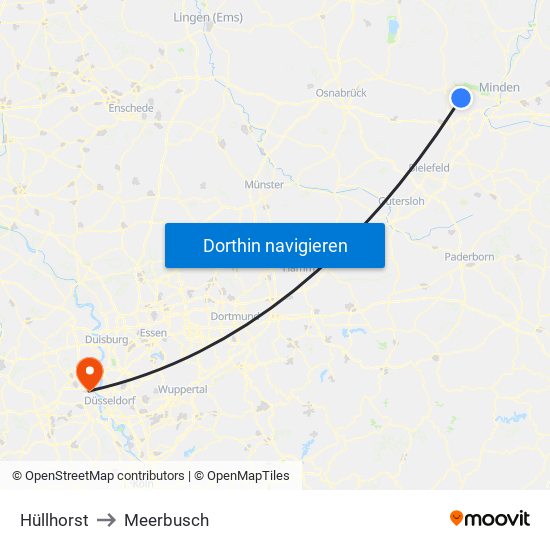 Hüllhorst to Meerbusch map