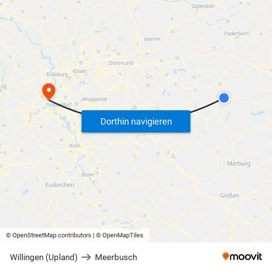 Willingen (Upland) to Meerbusch map