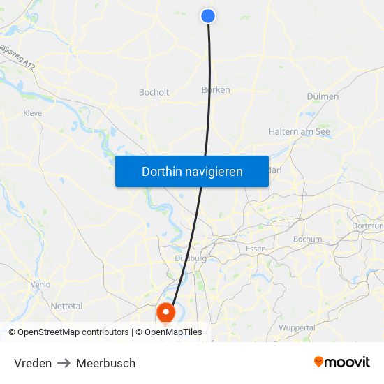 Vreden to Meerbusch map