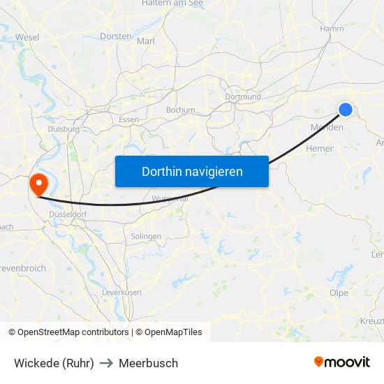 Wickede (Ruhr) to Meerbusch map