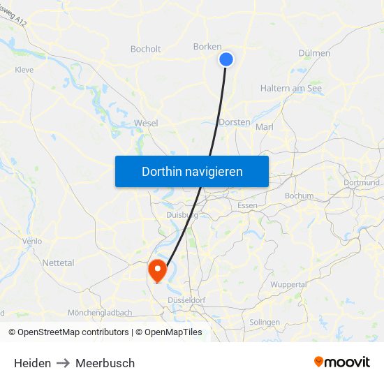 Heiden to Meerbusch map