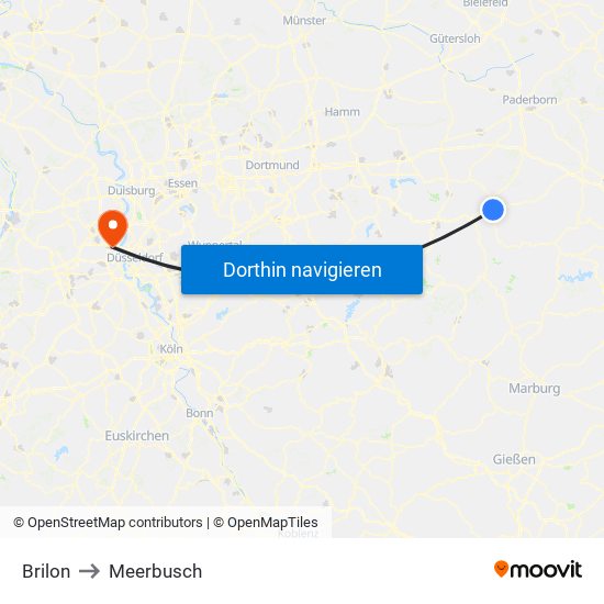 Brilon to Meerbusch map