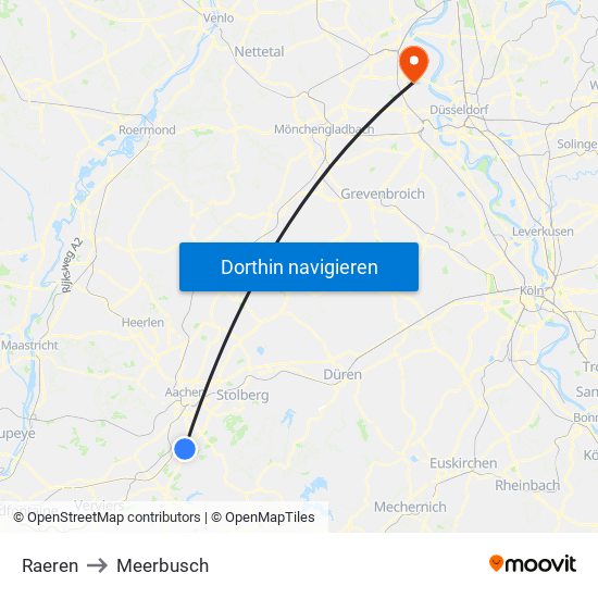 Raeren to Meerbusch map