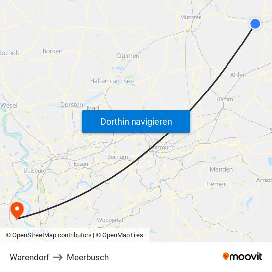 Warendorf to Meerbusch map