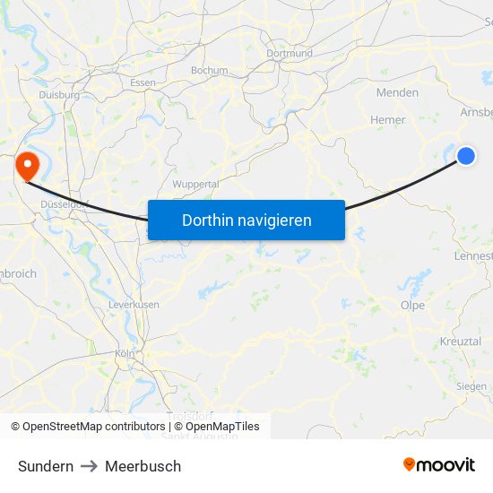 Sundern to Meerbusch map