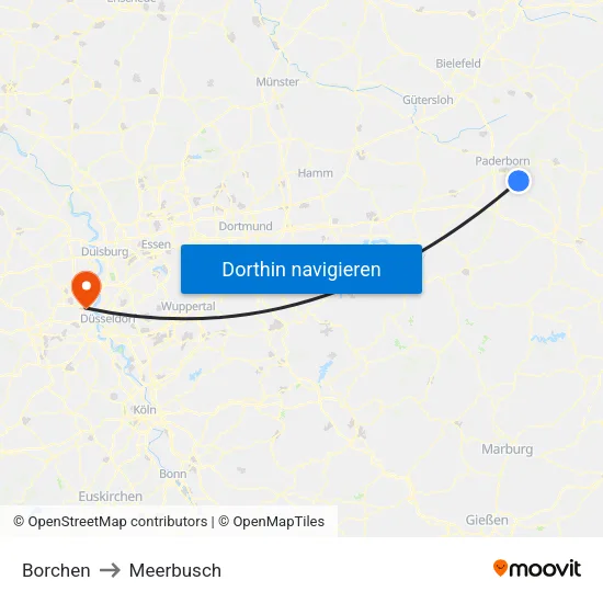 Borchen to Meerbusch map