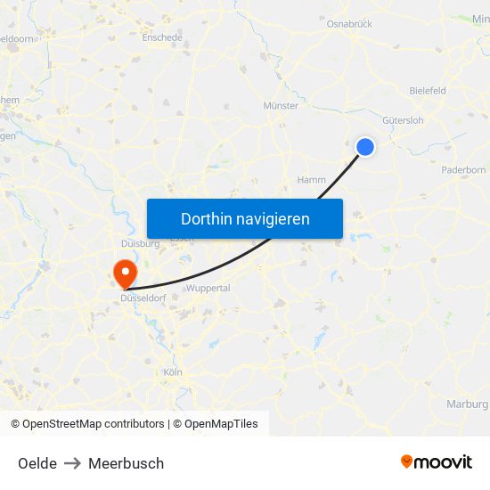 Oelde to Meerbusch map