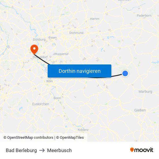 Bad Berleburg to Meerbusch map