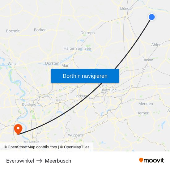 Everswinkel to Meerbusch map