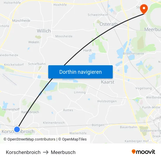Korschenbroich to Meerbusch map