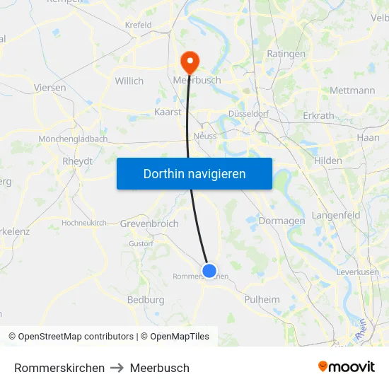 Rommerskirchen to Meerbusch map