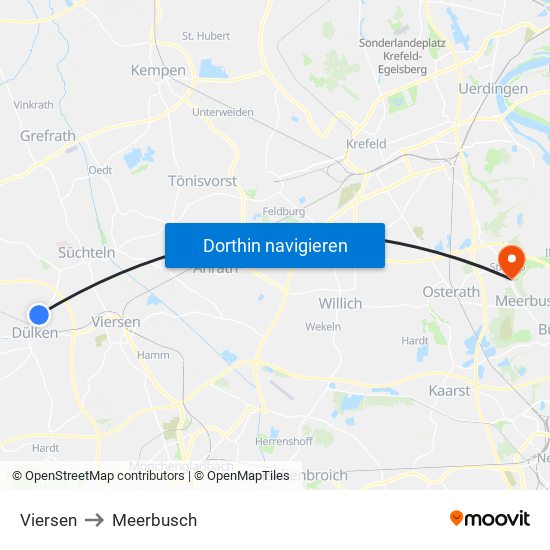 Viersen to Meerbusch map