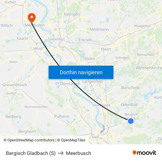 Bergisch Gladbach (S) to Meerbusch map