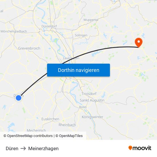 Düren to Meinerzhagen map