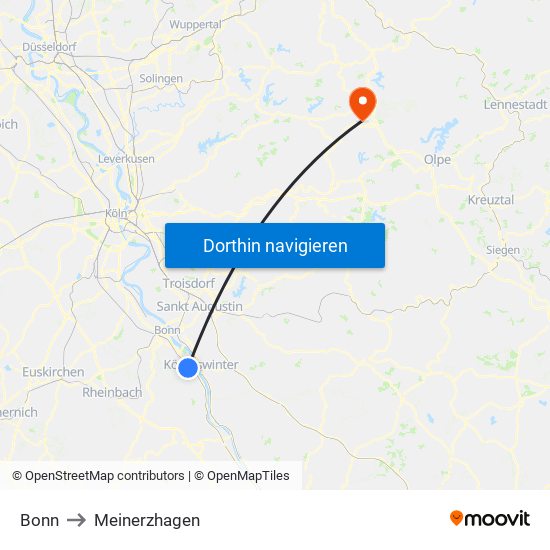 Bonn to Meinerzhagen map