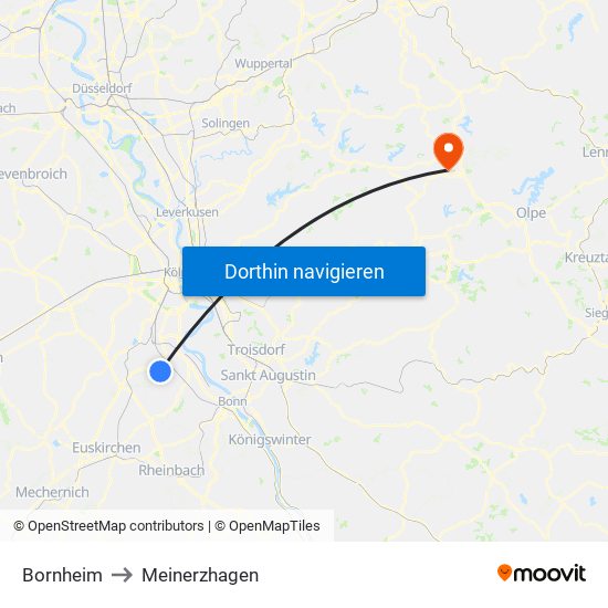 Bornheim to Meinerzhagen map