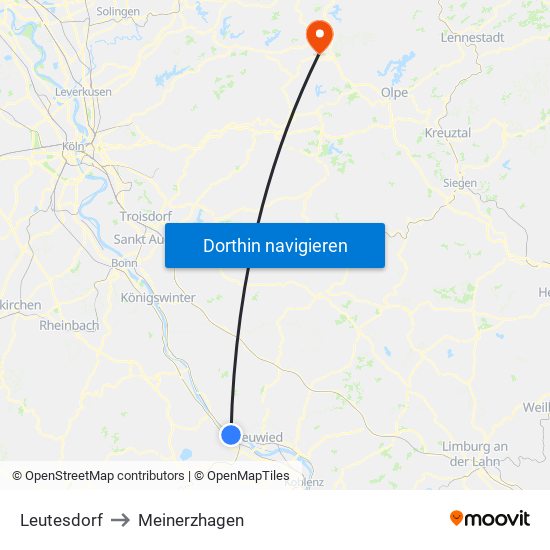 Leutesdorf to Meinerzhagen map