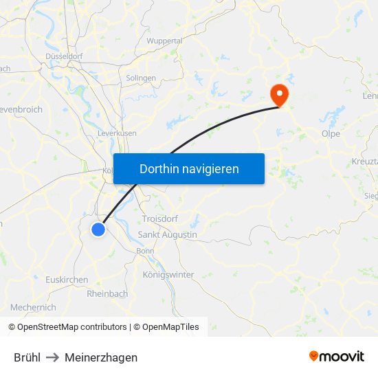 Brühl to Meinerzhagen map