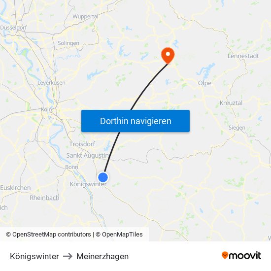 Königswinter to Meinerzhagen map