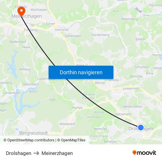 Drolshagen to Meinerzhagen map