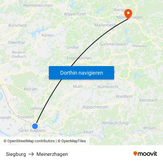 Siegburg to Meinerzhagen map