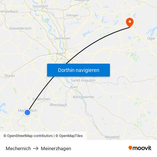 Mechernich to Meinerzhagen map