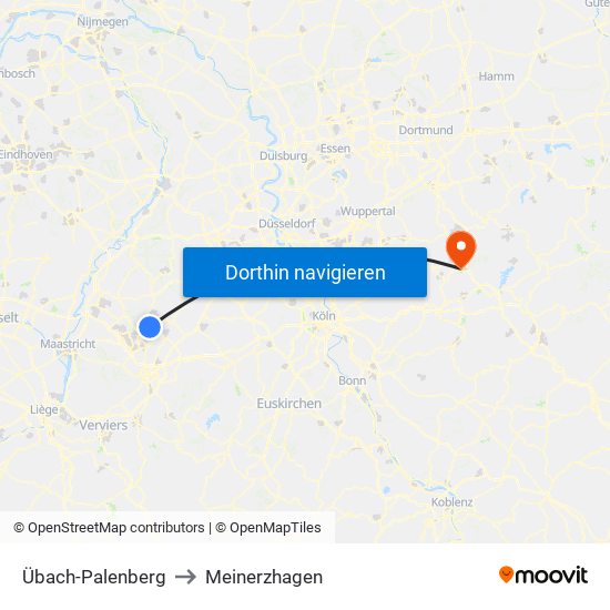 Übach-Palenberg to Meinerzhagen map