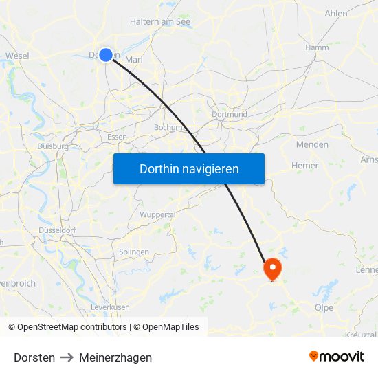 Dorsten to Meinerzhagen map