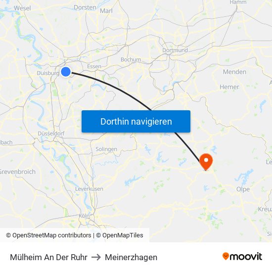 Mülheim An Der Ruhr to Meinerzhagen map