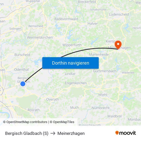 Bergisch Gladbach (S) to Meinerzhagen map