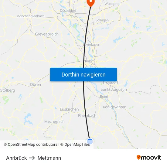 Ahrbrück to Mettmann map