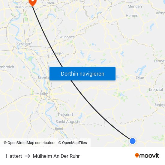 Hattert to Mülheim An Der Ruhr map