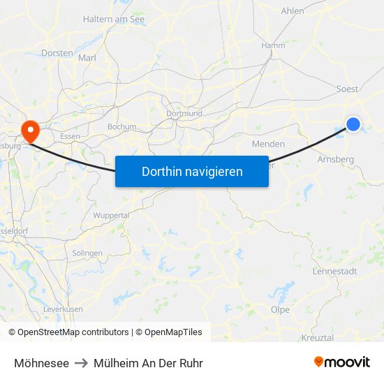 Möhnesee to Mülheim An Der Ruhr map