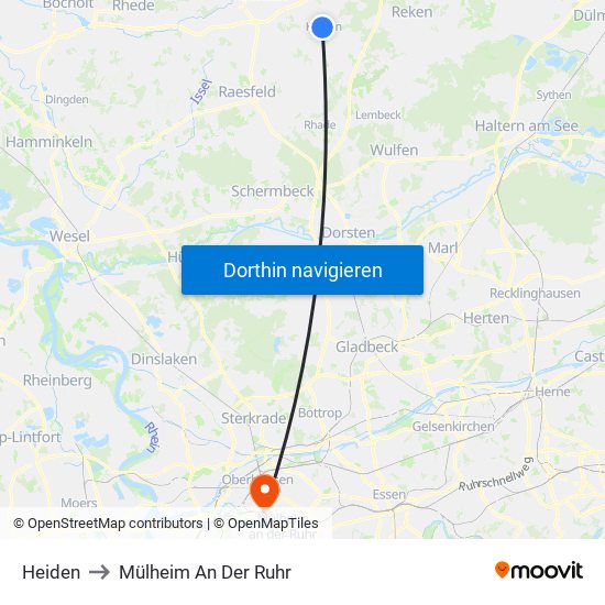 Heiden to Mülheim An Der Ruhr map