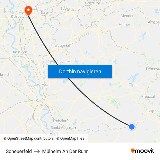 Scheuerfeld to Mülheim An Der Ruhr map