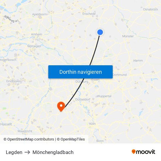 Legden to Mönchengladbach map