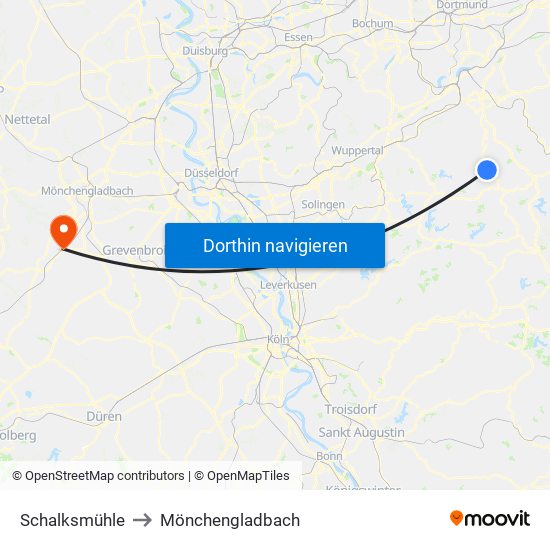 Schalksmühle to Mönchengladbach map