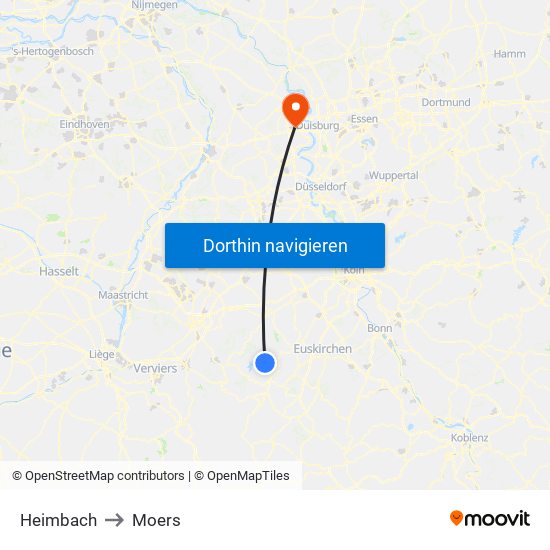 Heimbach to Moers map