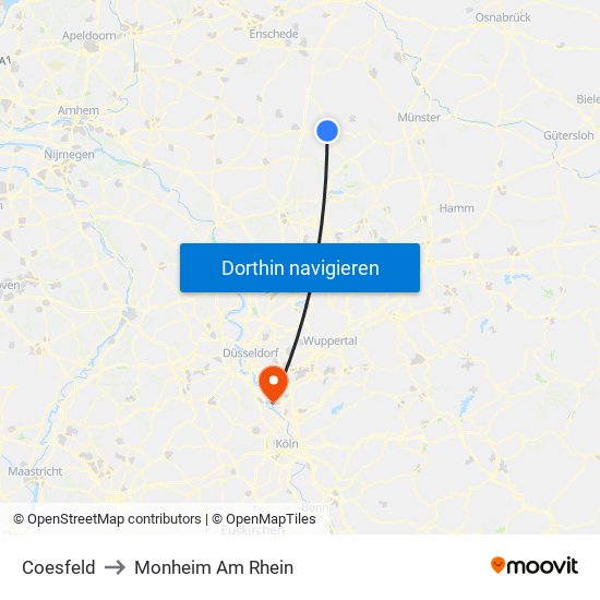 Coesfeld to Monheim Am Rhein map