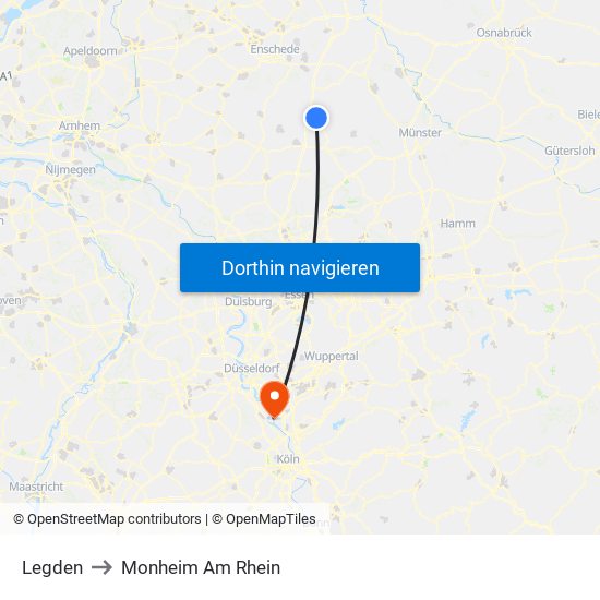 Legden to Monheim Am Rhein map