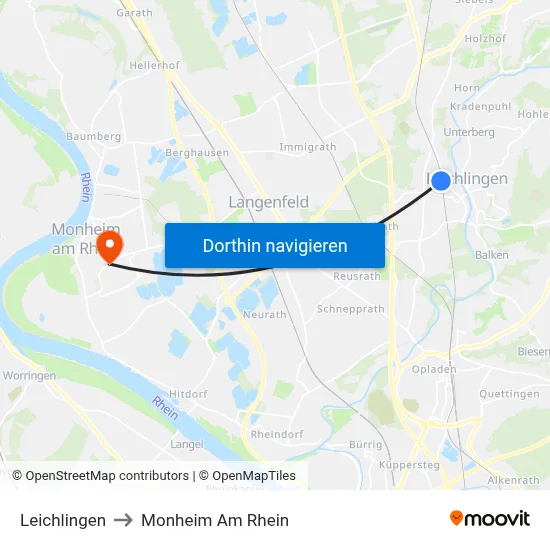 Leichlingen to Monheim Am Rhein map